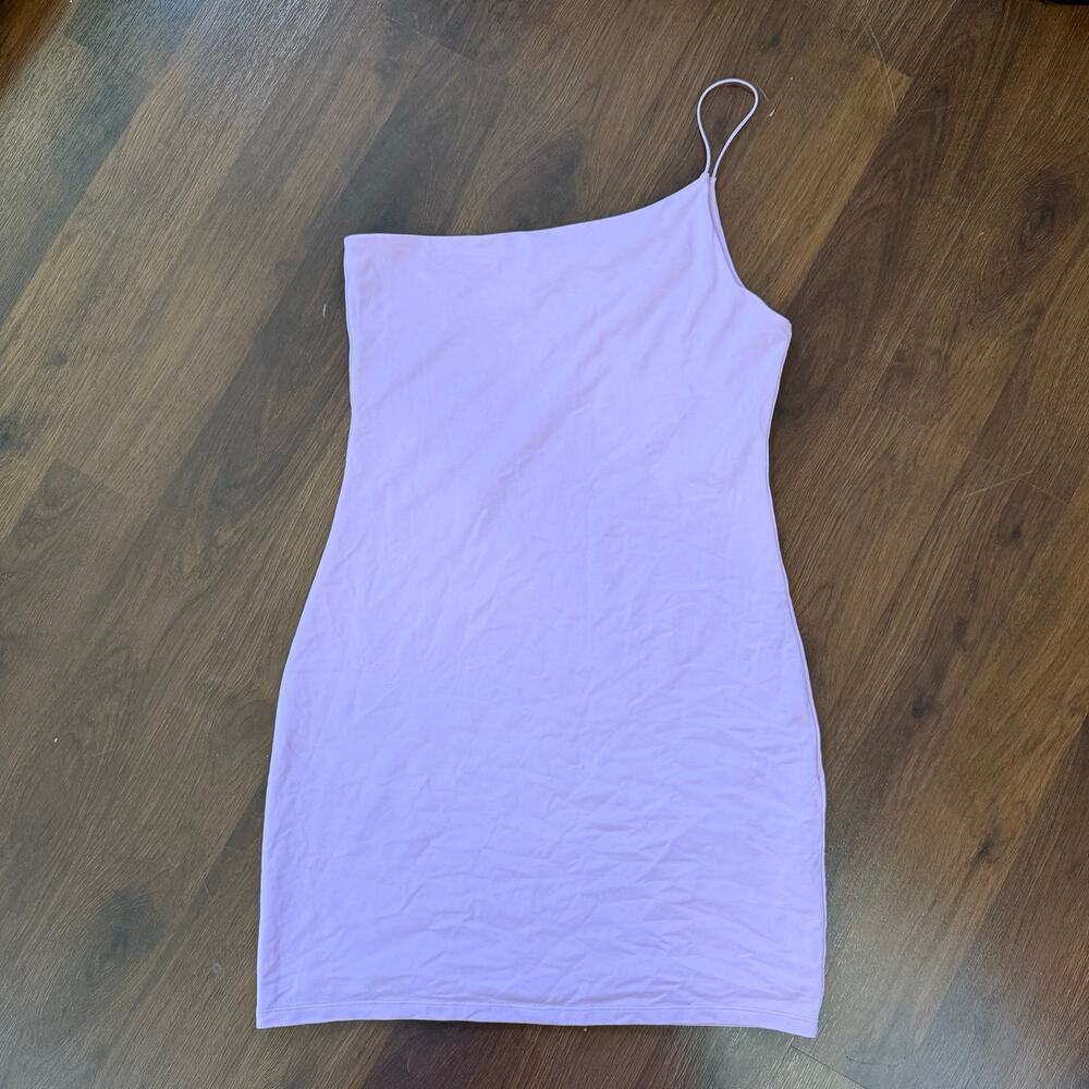 Babaton Aritzia Contour One Shoulder Mini Dress Lilac Sz L Going Out Club